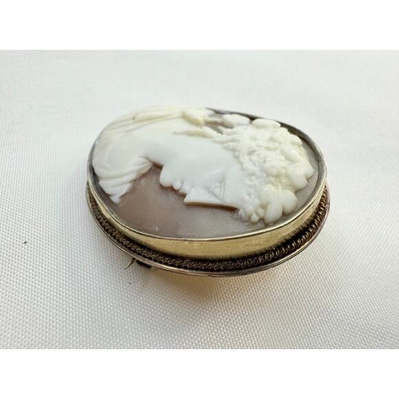 Victorian Grand Tour Bacchante Shell Cameo Brooch c. 1870 - Picture 4 of 9